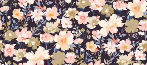 Cute feminine   seamless pattern with wildflowers.