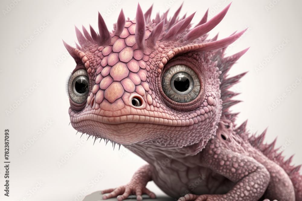 Enchanting Pink Dragon Hatchling with Captivating Big Eyes Generative AI Enchanting Pink Dragon Hatchling with Captivating Big Eyes Generative AI