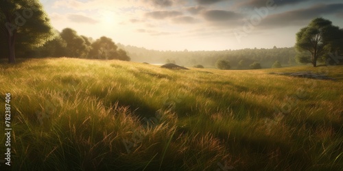 Idyllic Meadow Landscape in Cinematic Lighting Generative AI