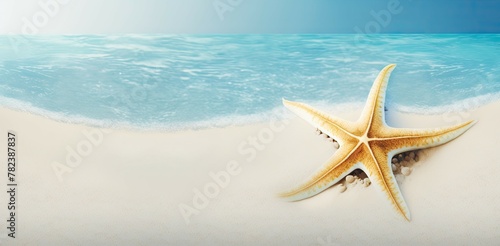 Serene Coastal Header with Starfish Generative AI