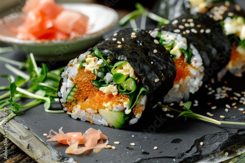 Low carb kani salad wrap and egg sushi