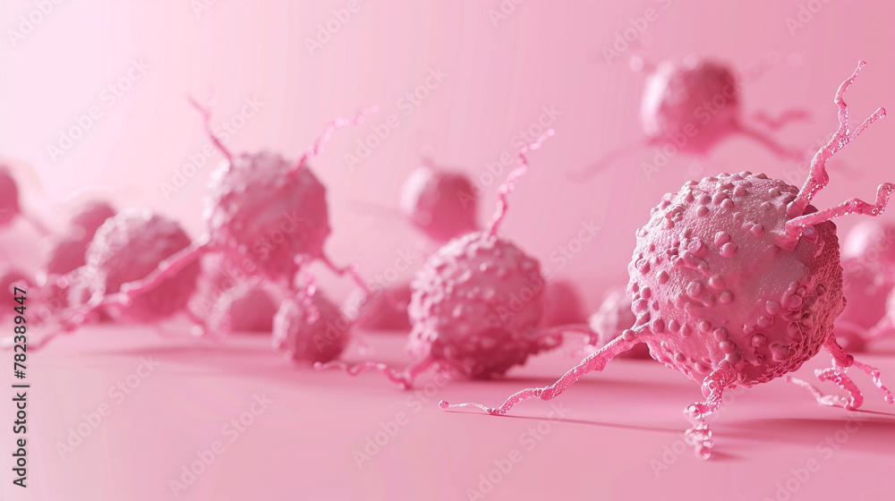 Rendering 3D concept for an oncology treatment that kills cancer isolated on pastel background