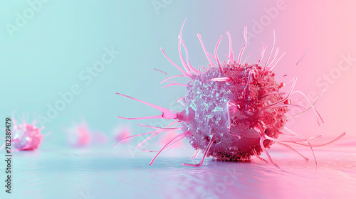 Rendering 3D concept for an oncology treatment that kills cancer isolated on pastel background