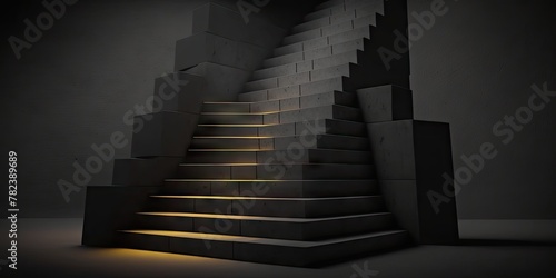 Dramatic Cinematic Scene - Abstract Stone Staircase in Darkness Generative AI