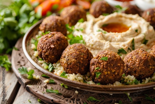 Middle Eastern cuisine delicious falafel and hummus Vegetarian option