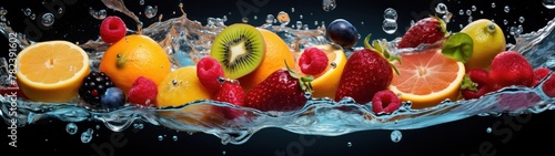 fruit in water with water splash © Xanthius