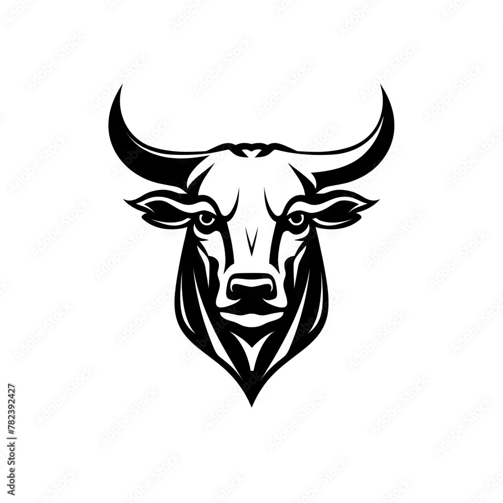 Minimalist Bull Icon on White Background Generative AI