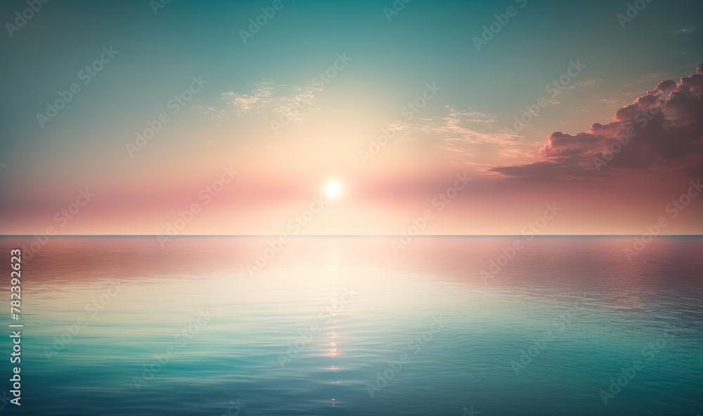 Serene Sunset Seascape with Ethereal Dreaminess Generative AI