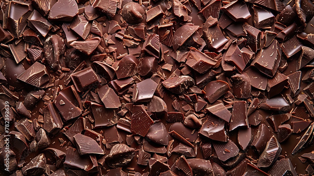 Flat lay of milk chocolate shavings background Flat lay of milk chocolate shavings background