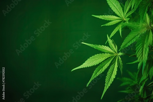 Vibrant Green Cannabis Leaf on Natural Background Generative AI