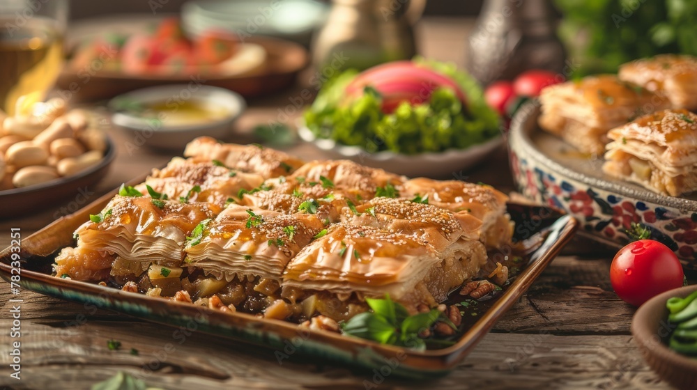 The national cuisine of Jordan is the oriental sweetness of Baklava The national cuisine of Jordan is the oriental sweetness of Baklava