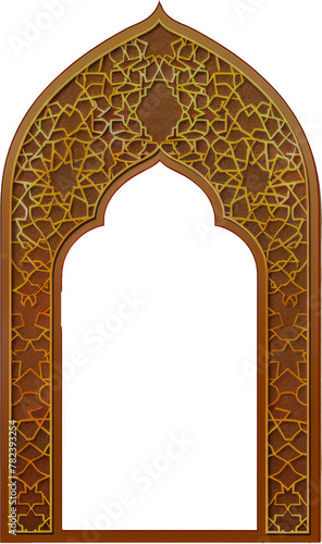 Ornate golden gothic arch cut out png on transparent background