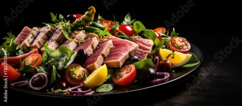 Plate of Meat and Vegetable...