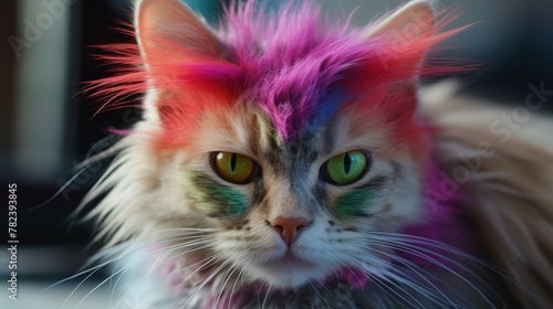Mohawk-Haired Feline Portrait Generative AI