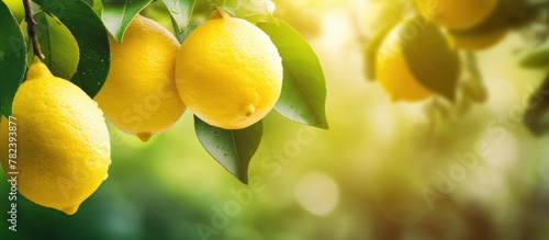 Ripe lemons hanging on tree...