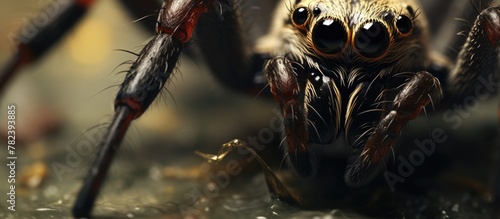 Close-up of spider's facial features