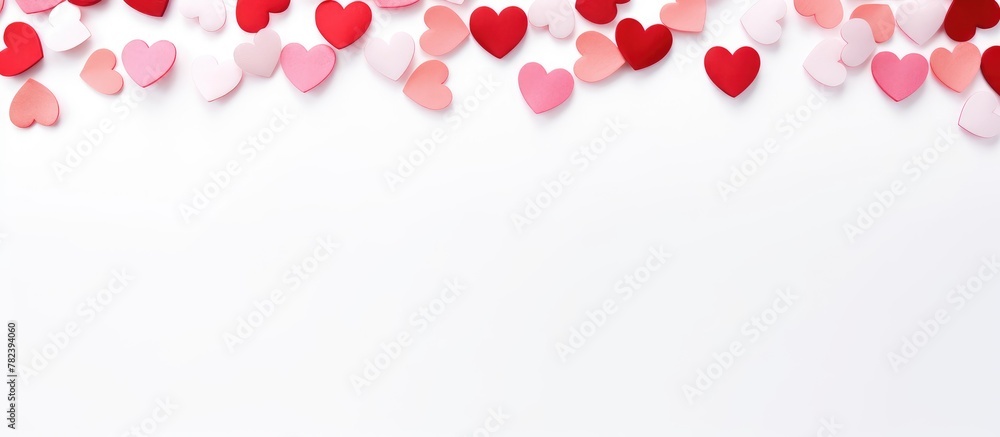 Hearts arrangement on white Valentine's Day background