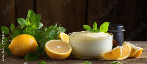 Jar of cream with lemon and...