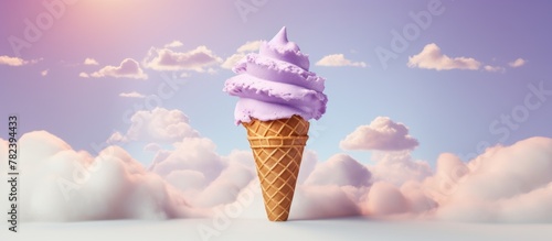 Ice cream cone floating amo...
