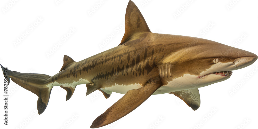 Tiger shark close-up cut out png on transparent background Tiger shark close-up cut out png on transparent background