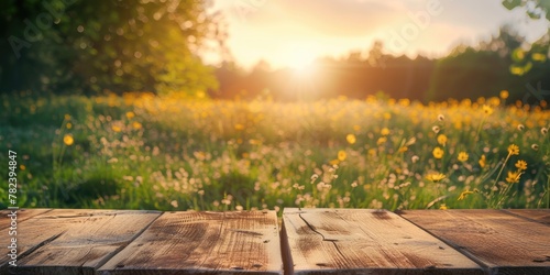 Empty wooden table top with...