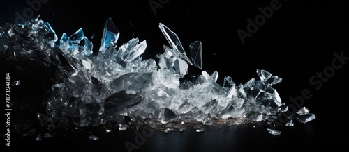 Ice crystals on black surface