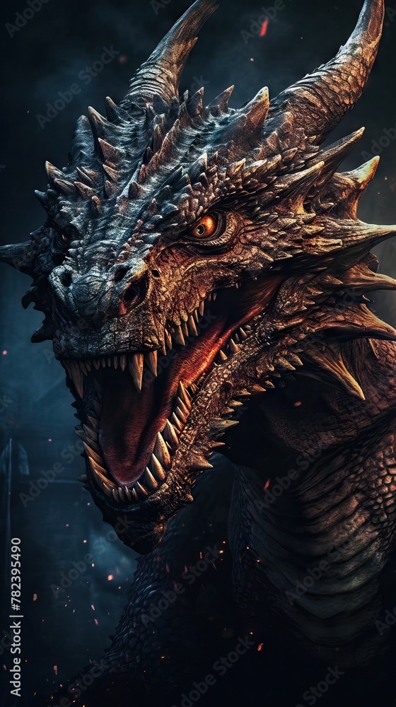 Fototapeta premium Mystical Dragon Poster with Vibrant Colors Generative AI