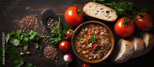 Bowl filled with beans, tom...