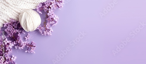 lilac blooms and white knit...
