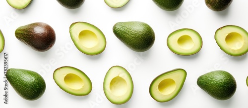 Halved avocados up close