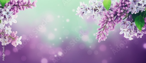 Lilac blooms on green backdrop