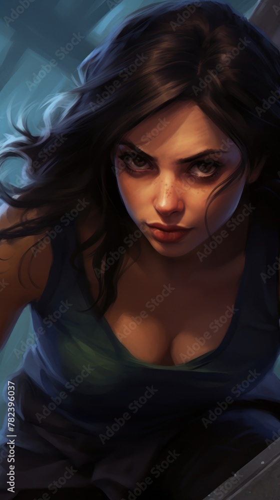 Mysterious and Alluring Woman in Sneaking Pose Generative AI Mysterious and Alluring Woman in Sneaking Pose Generative AI