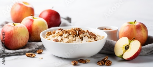 Bowl of oatmeal and apples ...