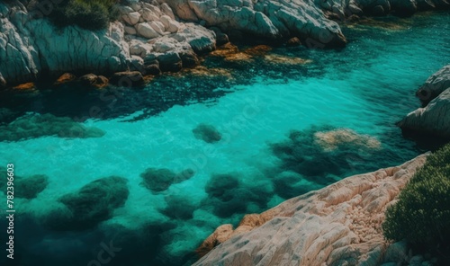 Captivating Turquoise Waters of the Emerald Coast  Sardinia Generative AI