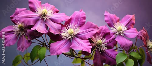 purple blooms and green fol...