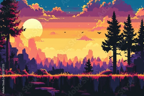 Retro Pixel Art Background photo