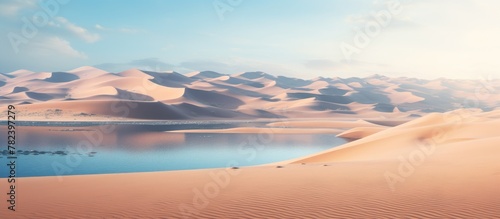 Desert lake and sand dunes