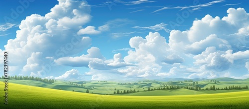 Green field with trees and ...