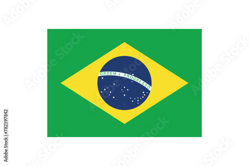 Flag of Brasil, brasilian flag in 7:10 proportion, vector illustration with a white background