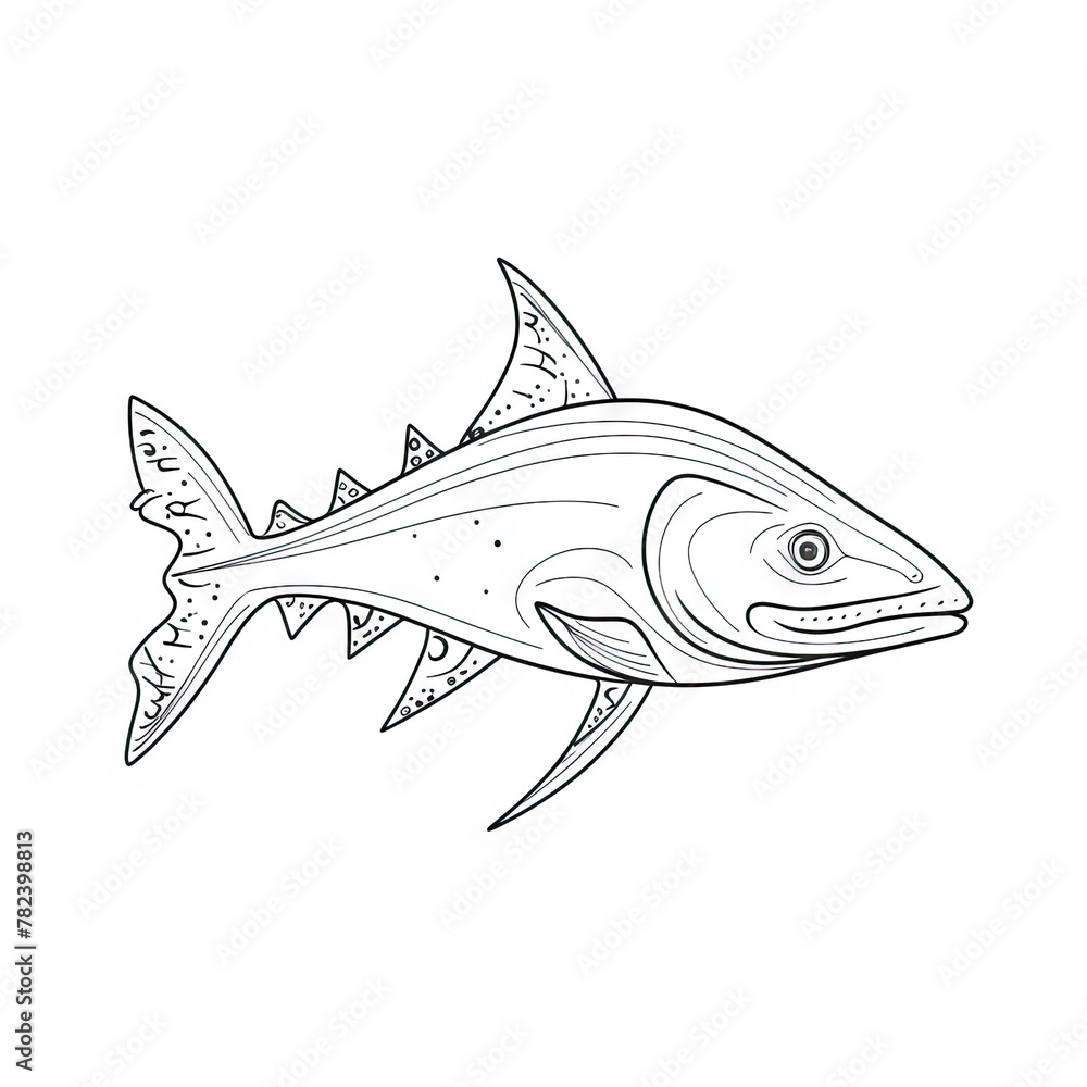 Obraz premium Minimalist Shark Line Drawing Generative AI