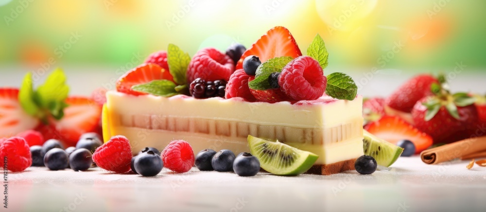 Colorful fruit-topped cake Colorful fruit-topped cake