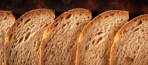 Slices of bread on a wooden...