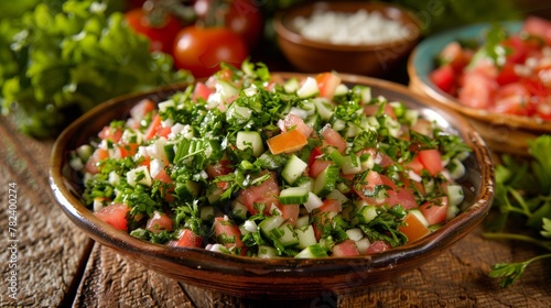 Tabouleh salad is a dish of the national cuisine of Jordan. 