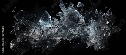 Shattered glass fragments o...