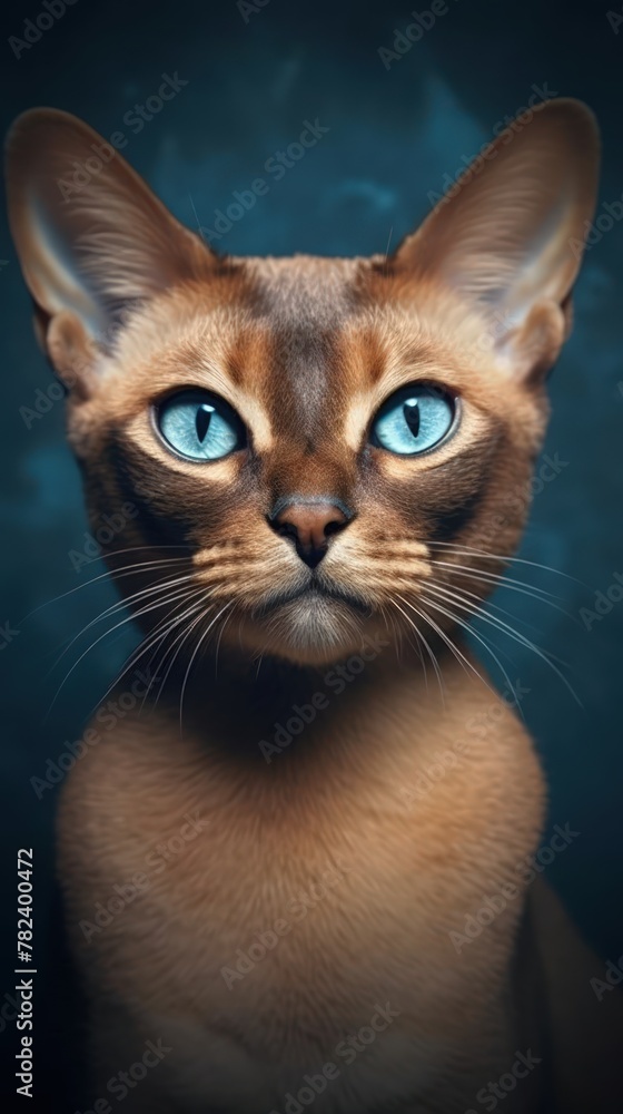 Vibrant Abyssinian Cat Portrait in Expressive Algerian Hurufiyya Style Generative AI