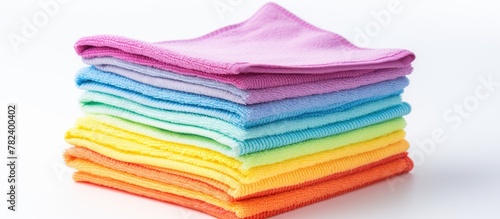 Colorful Towels Stack on Wh...