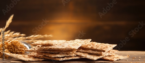 Pile of crackers on table