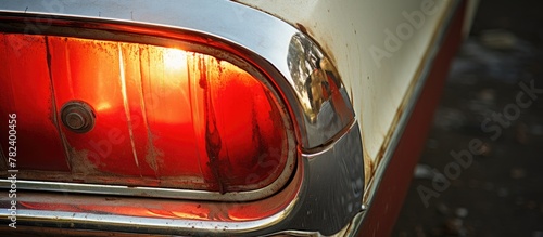Rusted car tail light close-up