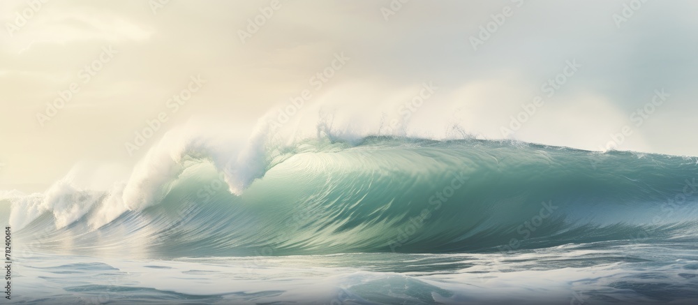Surfer conquering massive ocean wave
