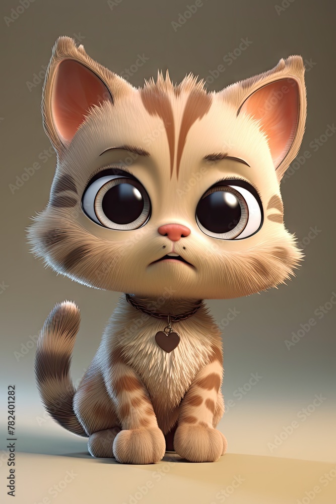 Fototapeta premium Adorable Cartoon Kitten Generative AI